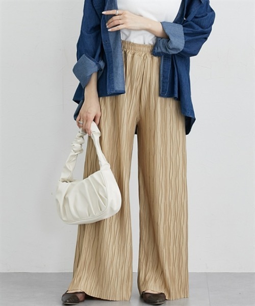 nissen(ニッセン)の「ウェーブラメタックパンツ(その他パンツ・レディース・グレー系/ベージュ系/ネイビー系・LL/3L/S/M/L)」の6枚目の写真