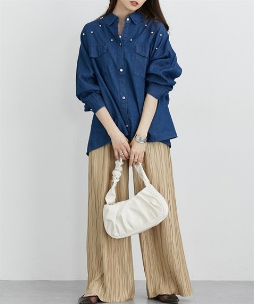 nissen(ニッセン)の「ウェーブラメタックパンツ(その他パンツ・レディース・グレー系/ベージュ系/ネイビー系・LL/3L/S/M/L)」の10枚目の写真