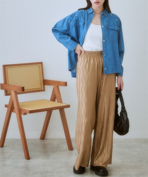 nissen(ニッセン)の「ウェーブラメタックパンツ(その他パンツ・レディース・グレー系/ベージュ系/ネイビー系・LL/3L/S/M/L)」の12枚目の写真