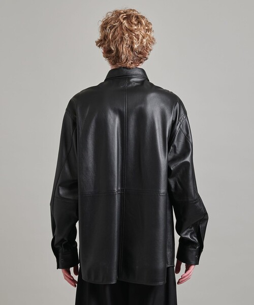   黒 レザーシャツ Lサイズ Cale】 Lamb Leather Shirt 2024FW – Mo