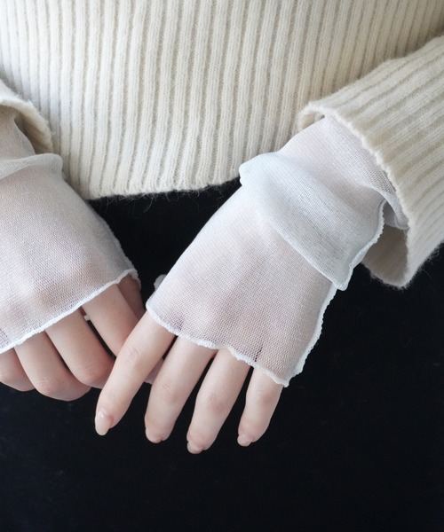 Port（ポート）の「【 Port / ポート 】 シアー ラメ アームカバー（アームカバー・レディース・ホワイト/ピンク/ブラック/シルバー・FREE）」の2枚目の写真