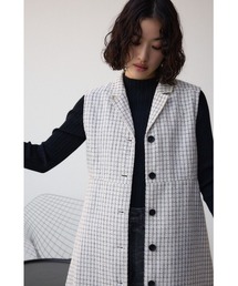 【身長/骨格別着用画像あり】オープンカラージレワンピース 春服 秋服 夏服 ジレ ベスト ノースリーブ 体系カバー お尻が隠れる