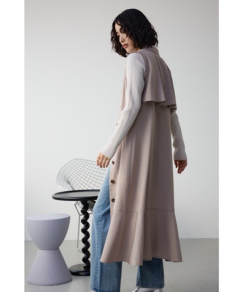 AZUL by moussy(アズールバイマウジー)の「【身長/骨格別着用画像あり】オープンカラージレワンピース 春服 秋服 夏服 ジレ ベスト ノースリーブ 体系カバー お尻が隠れる(ワンピース・レディース・ホワイト系その他/ライトカーキ/ブラック/ライトベージュ・SMALL/MEDIUM)」の16枚目の写真