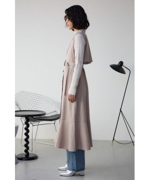 AZUL by moussy(アズールバイマウジー)の「【身長/骨格別着用画像あり】オープンカラージレワンピース 春服 秋服 夏服 ジレ ベスト ノースリーブ 体系カバー お尻が隠れる(ワンピース・レディース・ホワイト系その他/ライトカーキ/ブラック/ライトベージュ・SMALL/MEDIUM)」の19枚目の写真
