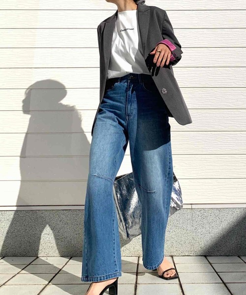 Q（キュー）の「TRストレッチピークドラペルジャケット（テーラードジャケット・レディース・チャコールグレー/グレイッシュベージュ・MEDIUM）」の20枚目の写真