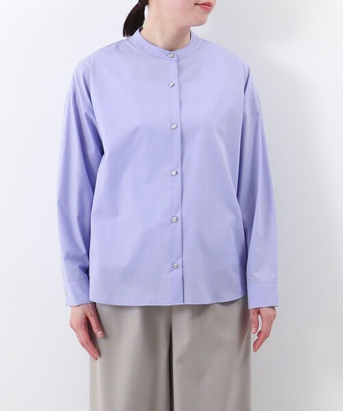 MICO COULIER(ミコクリエ)の「バックギャザーノーカラーブラウス(シャツ/ブラウス・レディース・イエロー/オフホワイト/サックスブルー・38)」の3枚目の写真