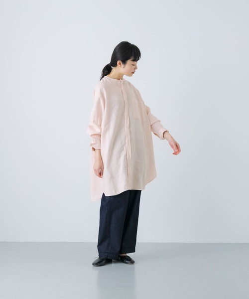 かぐれ ブラウス シャツ リネンチュニックシャツ レディース