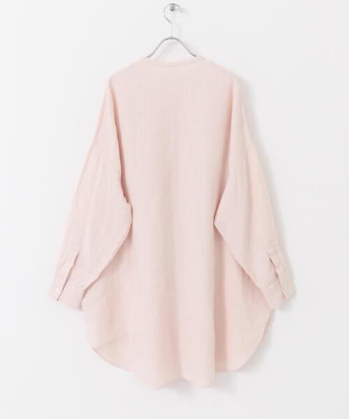 かぐれ　Kagure リネンチュニックシャツ　ピンク　オーバーサイズ　麻100% リネンチュニックシャツ（シャツ/ブラウス）｜かぐれ（カグレ）の