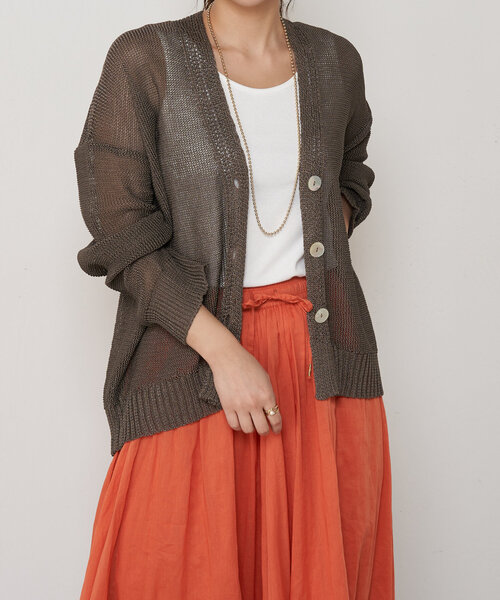 Jena espace merveilleux（ジェナ　エスパスメルヴェイユ）の「ペーパーヤーンカーディガン（カーディガン/ボレロ・レディース・ブラウン/ブルー系その他/オフホワイト・FREE）」の2枚目の写真