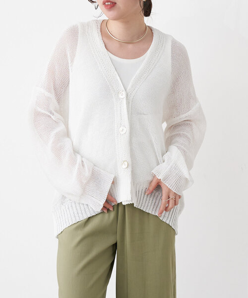 Jena espace merveilleux（ジェナ　エスパスメルヴェイユ）の「ペーパーヤーンカーディガン（カーディガン/ボレロ・レディース・ブラウン/ブルー系その他/オフホワイト・FREE）」の7枚目の写真