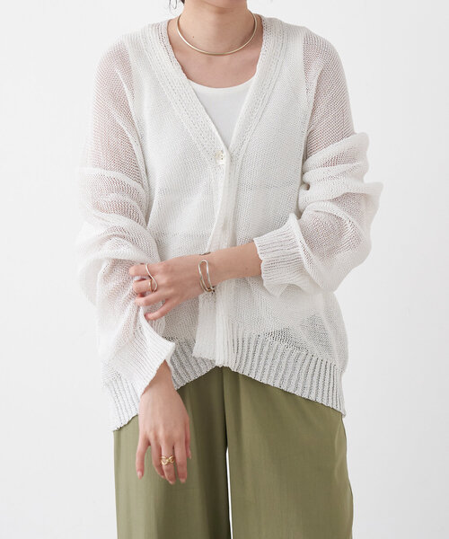 Jena espace merveilleux（ジェナ　エスパスメルヴェイユ）の「ペーパーヤーンカーディガン（カーディガン/ボレロ・レディース・ブラウン/ブルー系その他/オフホワイト・FREE）」の8枚目の写真