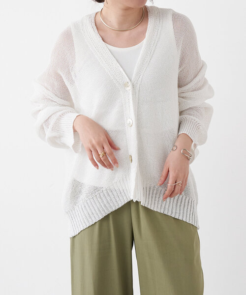 Jena espace merveilleux（ジェナ　エスパスメルヴェイユ）の「ペーパーヤーンカーディガン（カーディガン/ボレロ・レディース・ブラウン/ブルー系その他/オフホワイト・FREE）」の9枚目の写真