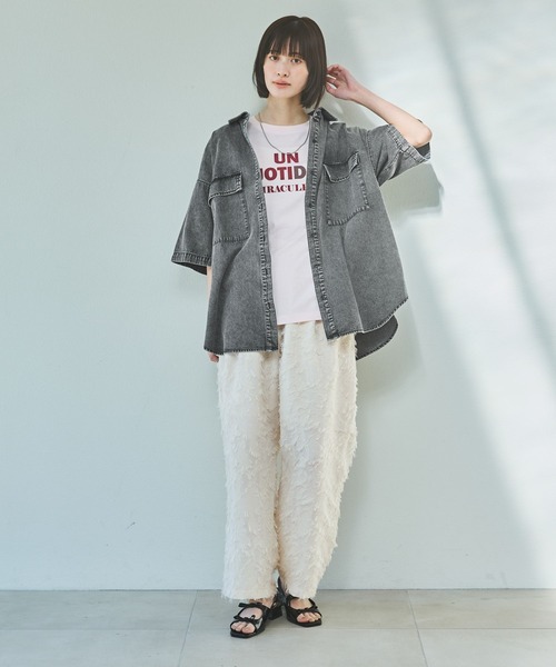 LAKOLE（ラコレ）の「ケミカルウォッシュシャツ半袖 / 321921（シャツ/ブラウス・レディース・ライトブルー/ブラック・FREE）」の16枚目の写真