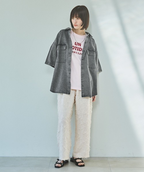 LAKOLE（ラコレ）の「ケミカルウォッシュシャツ半袖 / 321921（シャツ/ブラウス・レディース・ライトブルー/ブラック・FREE）」の17枚目の写真