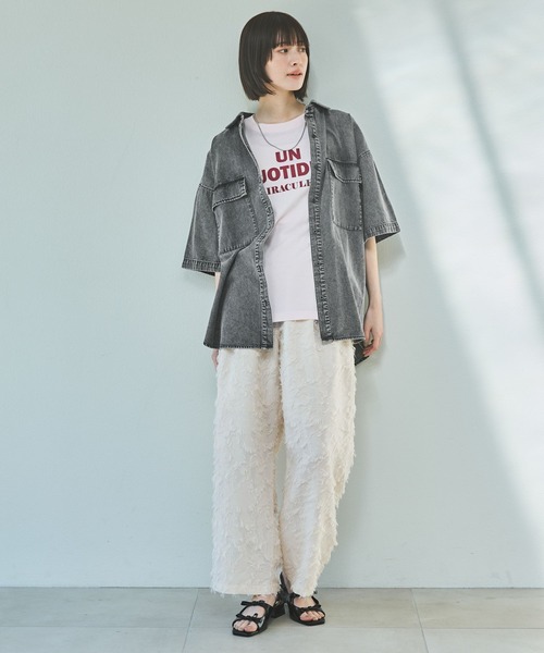 LAKOLE（ラコレ）の「ケミカルウォッシュシャツ半袖 / 321921（シャツ/ブラウス・レディース・ライトブルー/ブラック・FREE）」の18枚目の写真