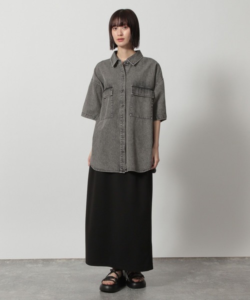 LAKOLE（ラコレ）の「ケミカルウォッシュシャツ半袖 / 321921（シャツ/ブラウス・レディース・ライトブルー/ブラック・FREE）」の9枚目の写真