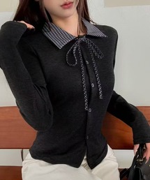 リボン付きブラックニット長袖 ニット/セーター（ブラック/黒色系・リボン）ファッション通販 - ZOZOTOWN