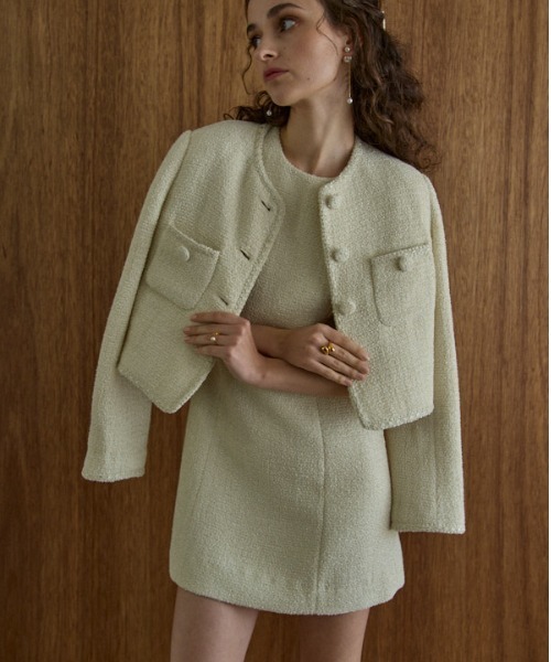 セール】Summer tweed Blaided trim Jacket サマーツィードブレード