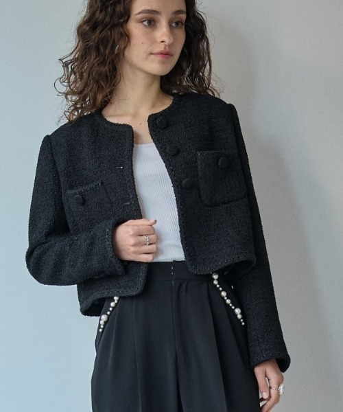 セール】Summer tweed Blaided trim Jacket サマーツィードブレード