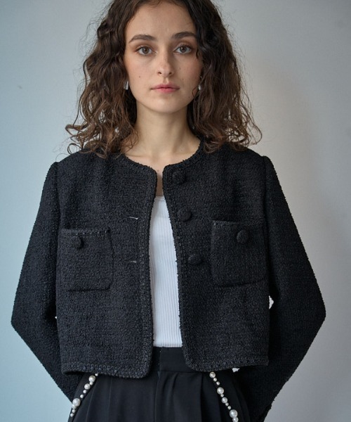 セール】Summer tweed Blaided trim Jacket サマーツィードブレード