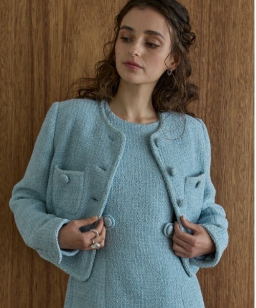 セール】Summer tweed Blaided trim Jacket サマーツィードブレード