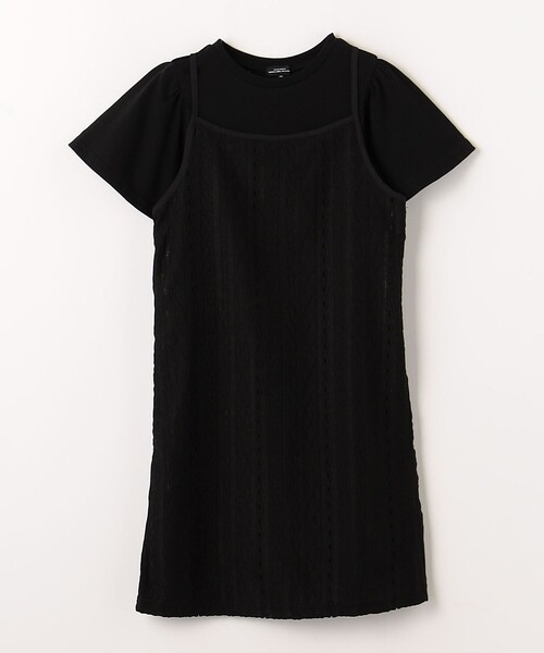 green label relaxing(グリーンレーベルリラクシング)の「レースキャミワンピース+Tシャツ セット / キッズ 100cm-130cm(ワンピース・キッズ・オフホワイト/ブラック・110cm/130cm/120cm/100cm)」の2枚目の写真