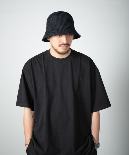 RACAL ラカル サーモニット チューリップハット ハット 黒 L Paper Blend Thermo Knit Tulip Hat / 和紙混紡サーモニット