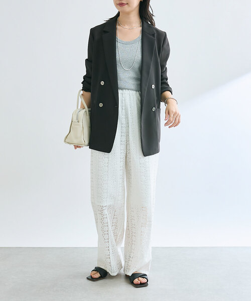 RIVE DROITE（リヴドロワ）の「【コーデのポイントに】ラメリブタンクトップ（タンクトップ・レディース・ブラック/グレー/ライトベージュ・FREE）」の14枚目の写真