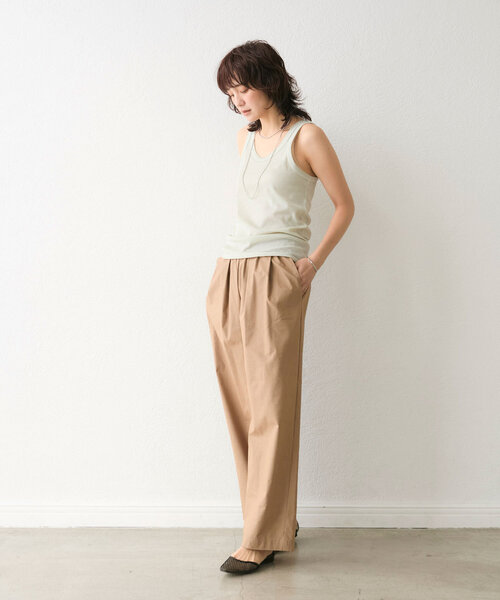 RIVE DROITE（リヴドロワ）の「【コーデのポイントに】ラメリブタンクトップ（タンクトップ・レディース・ブラック/グレー/ライトベージュ・FREE）」の10枚目の写真