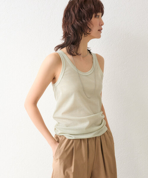 RIVE DROITE（リヴドロワ）の「【コーデのポイントに】ラメリブタンクトップ（タンクトップ・レディース・ブラック/グレー/ライトベージュ・FREE）」の7枚目の写真