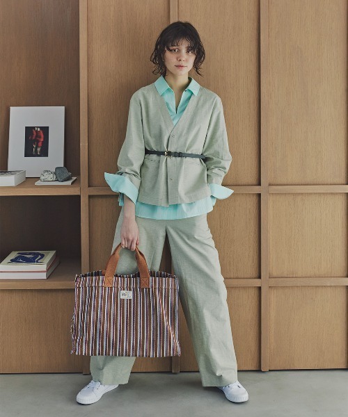 セール】◇綿麻シャンブレーVネックブルゾン（ブルゾン）｜human