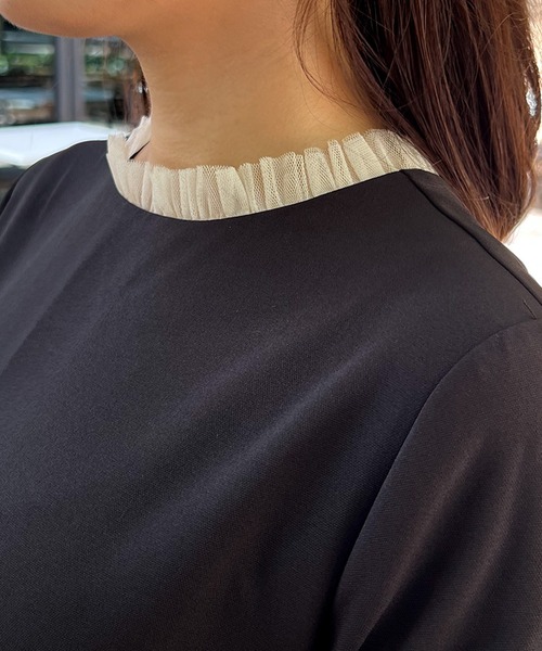 ST.ROONEY(セントルーニー)の「チュールタックワンピース【低身長・小柄女性向け】(ワンピース・レディース・ブラック/ネイビー・XS)」の5枚目の写真