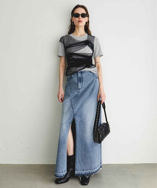 Flower Motif Tulle Layered Tops/フラワーモチーフチュール