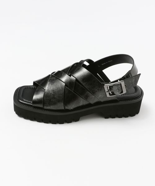 JEANASIS(ジーナシス)の「アンティークフェイクレザーサンダル/323167(サンダル・レディース・ブラック/ブラウン・MEDIUM/LARGE)」の3枚目の写真