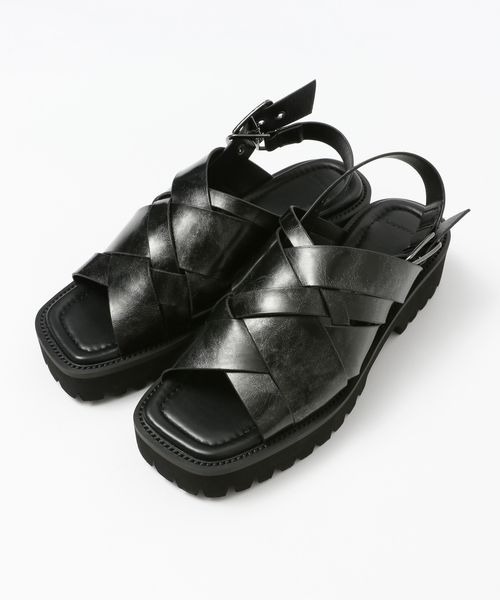 【Ganni】おしゃれ♪フェイクレザーサンダル 楽天市場】GANNI ガニー グルカサンダル Creepers Grid Sandal