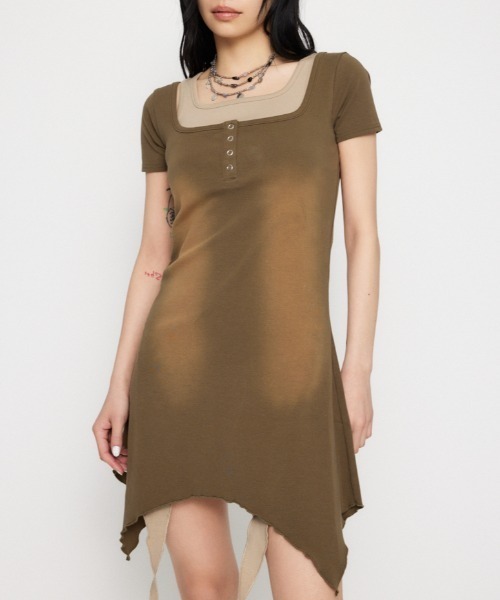 LAGUA GEM（ラグアジェム）の「WASH 2PIECE ミニワンピース（ワンピース・レディース・ブラック/カーキ/グレー・SMALL/MEDIUM）」の3枚目の写真