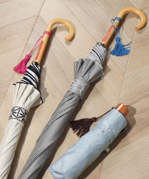 晴雨兼用】幾何学模様刺しゅう日傘（長傘）｜studio CLIP