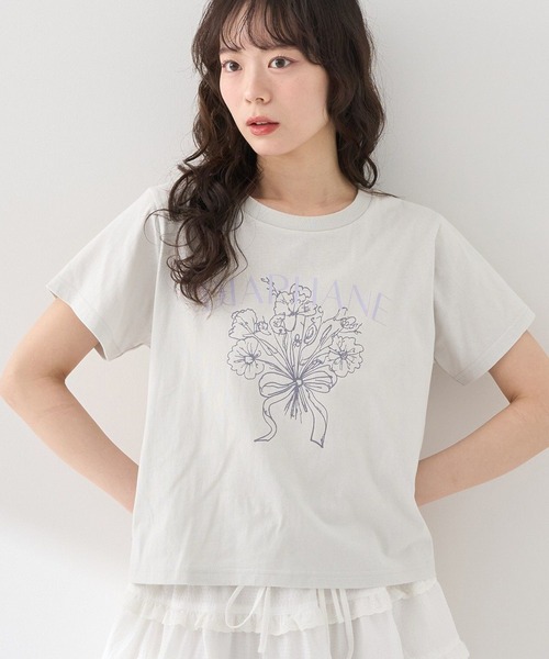 earth music&ecology（アースミュージックアンドエコロジー）の「アソートロマンティックグラフィックT（Tシャツ/カットソー・レディース・ダークグレー/ミント/オフホワイト・FREE）」の3枚目の写真