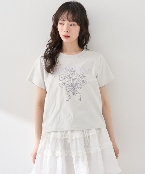 earth music&ecology（アースミュージックアンドエコロジー）の「アソートロマンティックグラフィックT（Tシャツ/カットソー・レディース・ダークグレー/ミント/オフホワイト・FREE）」の15枚目の写真