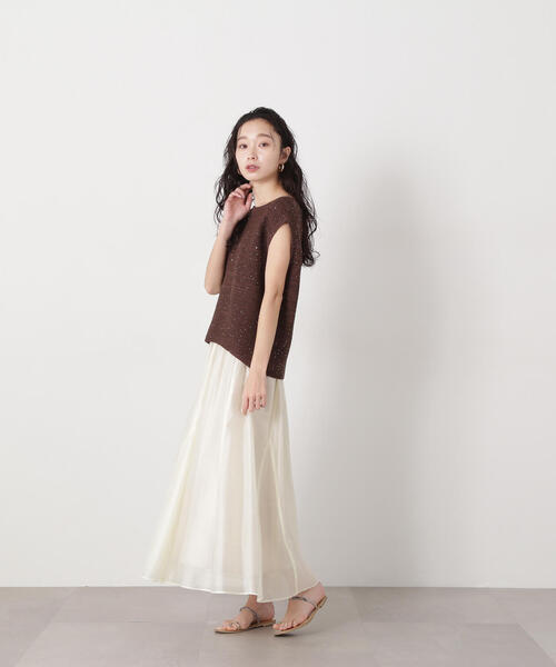 N.(N. Natural Beauty Basic)(エヌエヌナチュラルビューティーベーシック)の「スパンコールノースリーブニット(ニット/セーター・レディース・オフホワイト/ブラウン/ピンク・MEDIUM)」の12枚目の写真