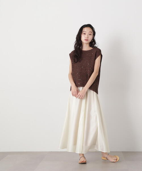 N.(N. Natural Beauty Basic)(エヌエヌナチュラルビューティーベーシック)の「スパンコールノースリーブニット(ニット/セーター・レディース・オフホワイト/ブラウン/ピンク・MEDIUM)」の13枚目の写真