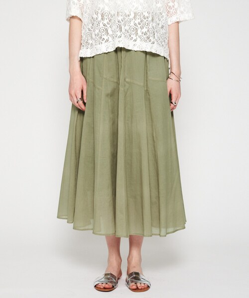 cloenc（クロエンス）の「【手洗い可】コットンシアーフレアスカート（スカート・レディース・ブラック/オリーブ/ホワイト・01/02）」の3枚目の写真