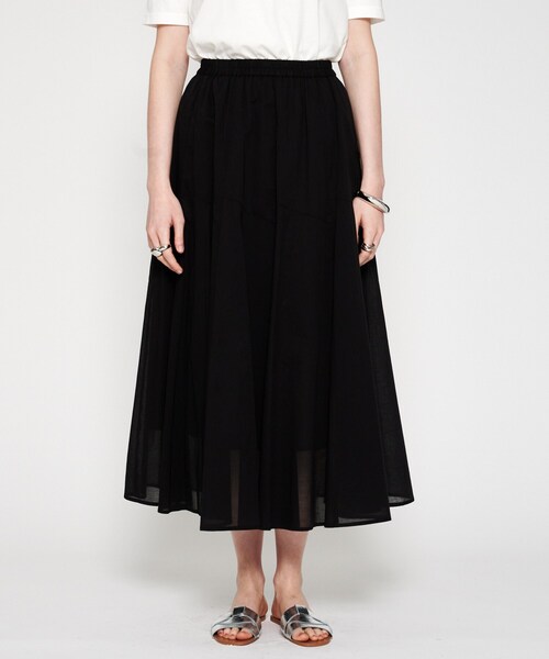 cloenc（クロエンス）の「【手洗い可】コットンシアーフレアスカート（スカート・レディース・ブラック/オリーブ/ホワイト・01/02）」の2枚目の写真