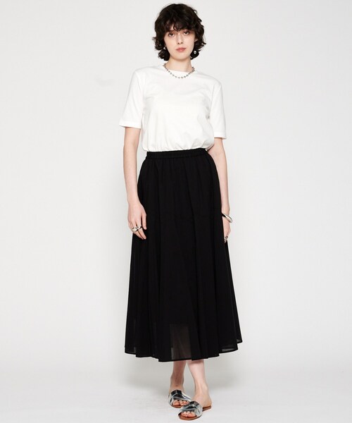 cloenc（クロエンス）の「【手洗い可】コットンシアーフレアスカート（スカート・レディース・ブラック/オリーブ/ホワイト・01/02）」の12枚目の写真