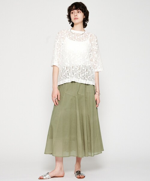 cloenc（クロエンス）の「【手洗い可】コットンシアーフレアスカート（スカート・レディース・ブラック/オリーブ/ホワイト・01/02）」の7枚目の写真