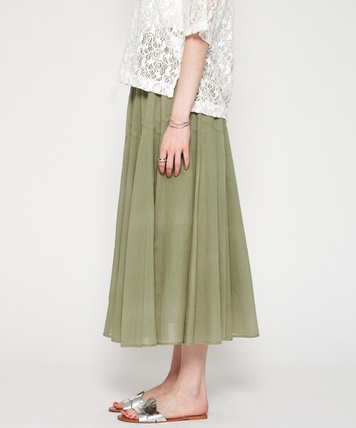 cloenc（クロエンス）の「【手洗い可】コットンシアーフレアスカート（スカート・レディース・ブラック/オリーブ/ホワイト・01/02）」の6枚目の写真