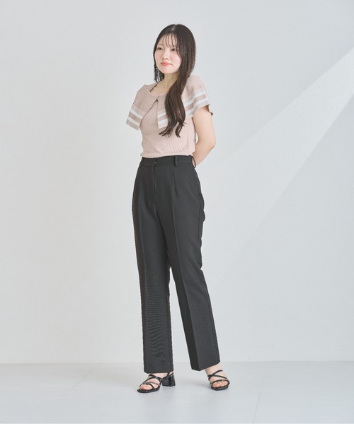 MISCH MASCH(ミッシュマッシュ)の「ボーダージャガード2wayケープニット(ニット/セーター・レディース・ホワイト/ベージュ/ブラック・フリ-)」の16枚目の写真