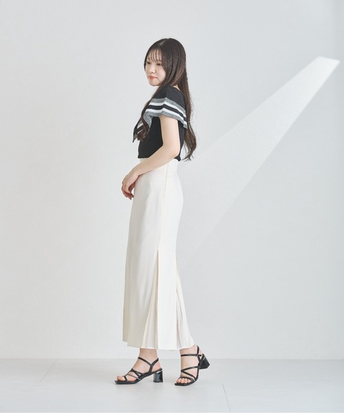 MISCH MASCH(ミッシュマッシュ)の「ボーダージャガード2wayケープニット(ニット/セーター・レディース・ホワイト/ベージュ/ブラック・フリ-)」の14枚目の写真
