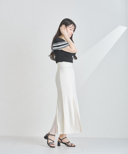 MISCH MASCH(ミッシュマッシュ)の「ボーダージャガード2wayケープニット(ニット/セーター・レディース・ホワイト/ベージュ/ブラック・フリ-)」の12枚目の写真