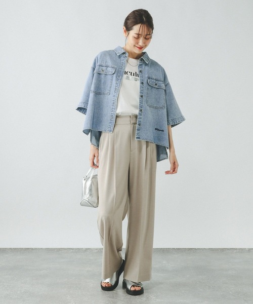 TWN正規品★23SS★Highwashing デニム 半袖シャツ 追加1＞【SOMETHING/サムシング】BIGフィット デニムシャツ